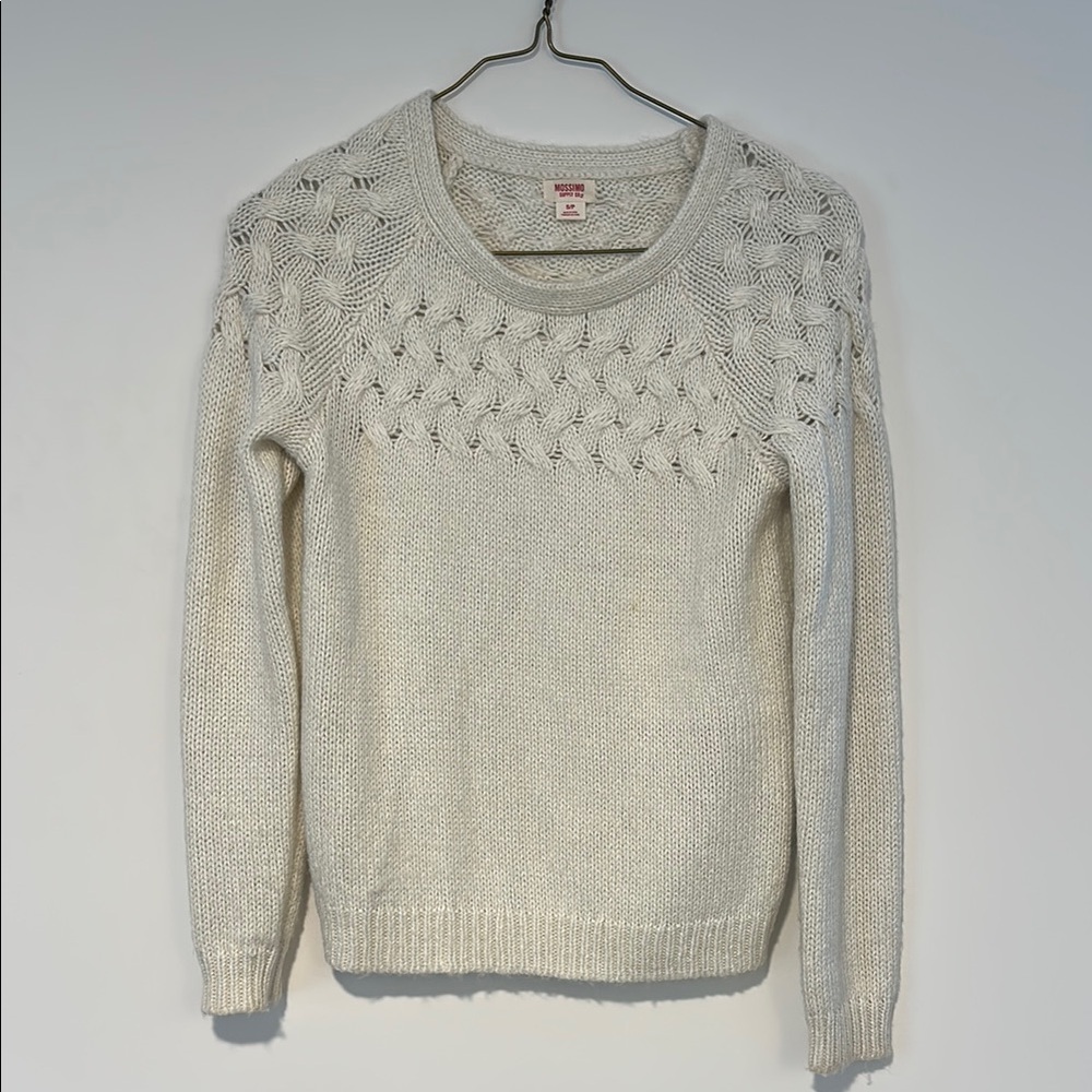 Mossimo Supply Co. Cream Textured Crew Neck Sweater